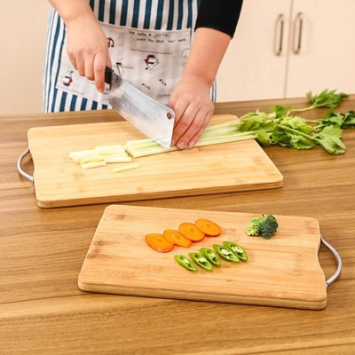 Kitchen Acacia Olive 14 X 11 Inch Bamboo Cutting Board With Handle