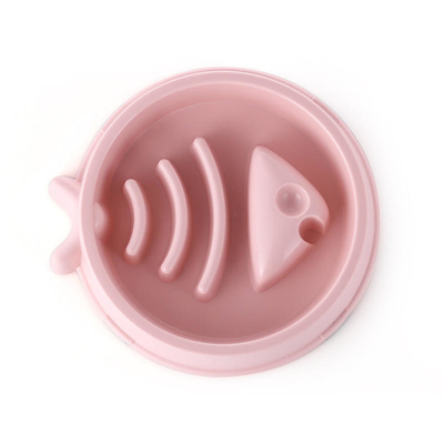 Anti Slip Design Plastic Pet Bowls With Ridges Pink Feeders For Dog