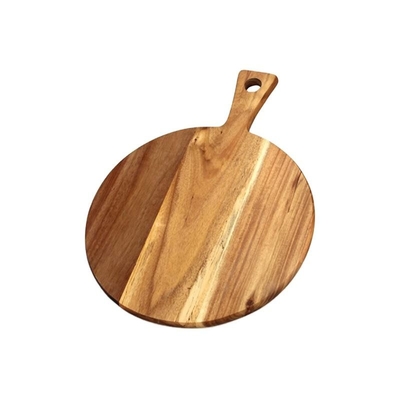 Amazon hot selling Acacia wood round cutting board with handle cutting board countertop for meat bread board
