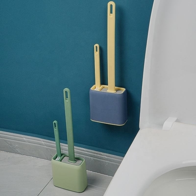 Deep Cleaning Silicone Toilet Brush Set Leakproof Holder Wall Mounted Holder