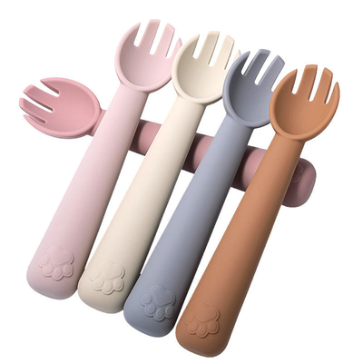 Cute Cat Shape Baby Silicone Fork And Spoon Bpa Free