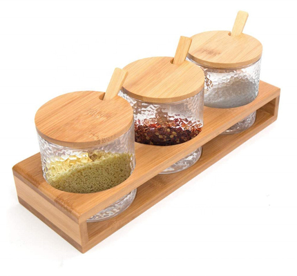 Kitchen Storage Organizer Bamboo Spice Rack Seasoning Box Set