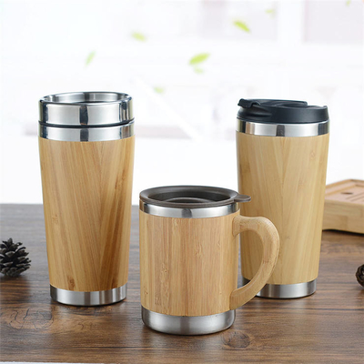 Travel Bpa Free 450ml Bamboo Coffee Cup With Slide Lock Lid