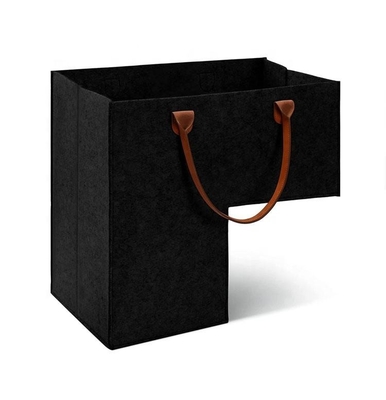 Premium Felt 32x33cm Step Basket For Stairs With Leather Handles