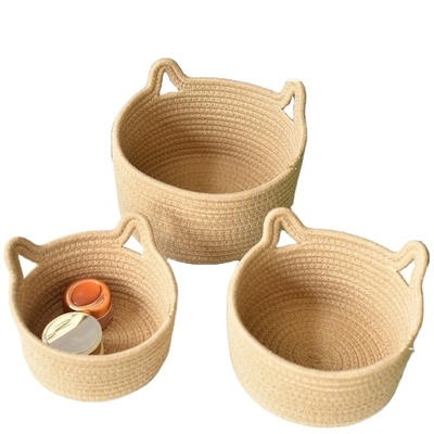 99.99% Cotton Thread Basket Woven Rattan Cat Ear Round