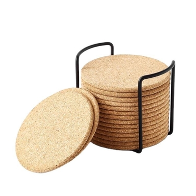 Beer Custom Soft Wood OEM Blank Cork Coaster Drink With Holder Set