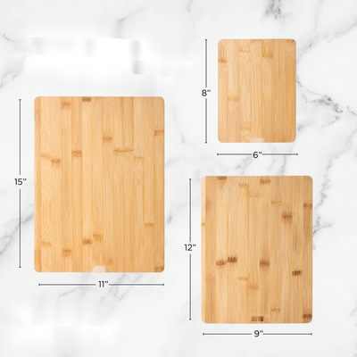 Kitchen rectangular bamboo and wood cutting board 3 PCS set