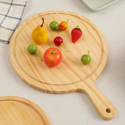 15x1.2cm Round Kitchenaid Bamboo Butcher Block Cutting Board Pizza Tray With Handle