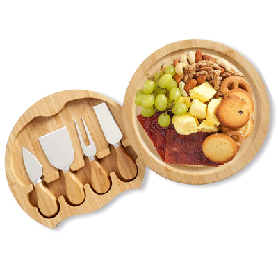 Cheese Tools Round 21.8x4cm Bamboo Cheese Cutting Board And Knife Set