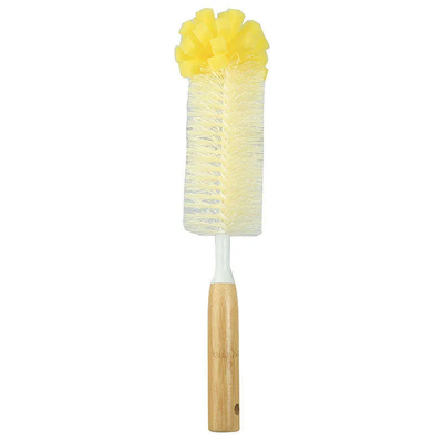 Long Bamboo Handle Sponge Bottle Cleaning Brush For Kitchen