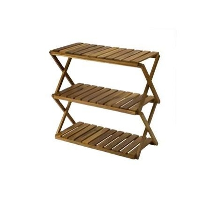 Wooden Foldable Bamboo Shoe Rack 3 Layer Shelf For Living Room