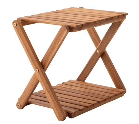 Two Level 47.5x30x38cm Bamboo Folding Shoe Rack Outdoor Storage