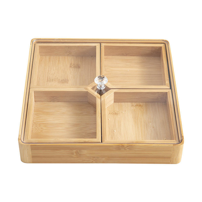 Household Bamboo Storage Box Degradable Divided Wood Nut Tray Snacks