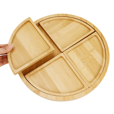 Anti Bacterial Bamboo Wooden Tray With 4 Dividers