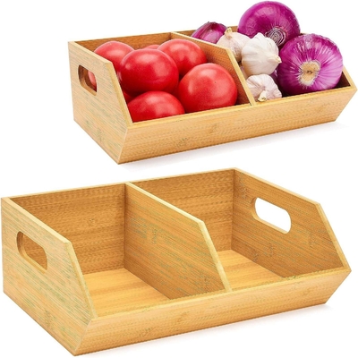 Stocked Versatile Bamboo Storage Bin Kitchen Fruit And Vegetable Organization