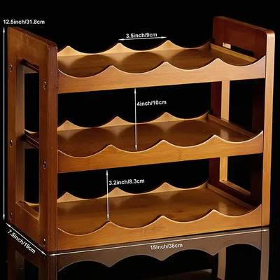 3 Tier Bamboo Display Rack Water Bottle And Wine Freestanding Holder