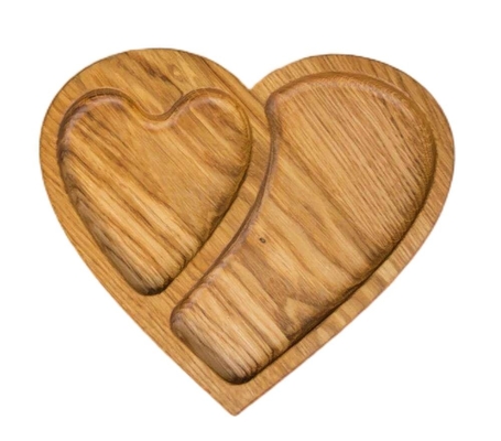 Bamboo Heart Shaped Serving Plate Walnut Wood Fruit Tray Eco Friendly