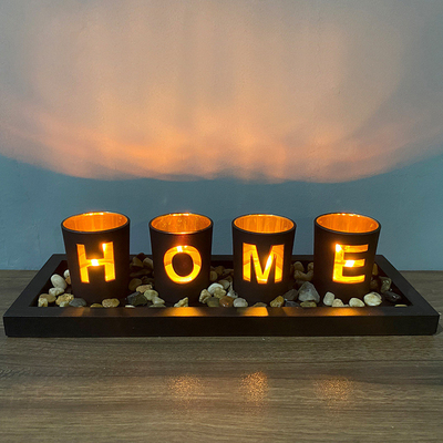 Wooden Letter Home Decorative Ornaments Candle Holder Candlestick OEM ODM