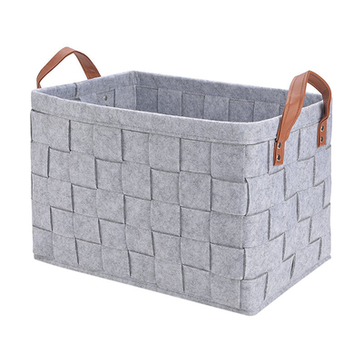 Recycle Polyester Felt Storage Basket With Handles 19.1oz