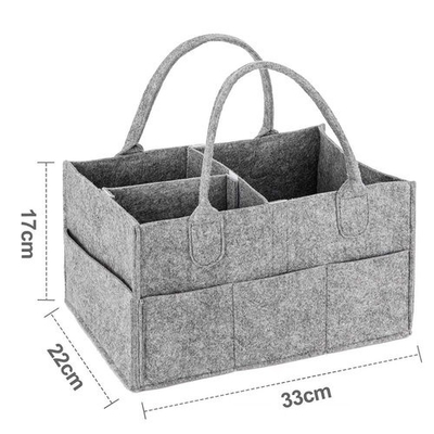 Polyester Grey Foldable Felt Storage Basket With Dividers