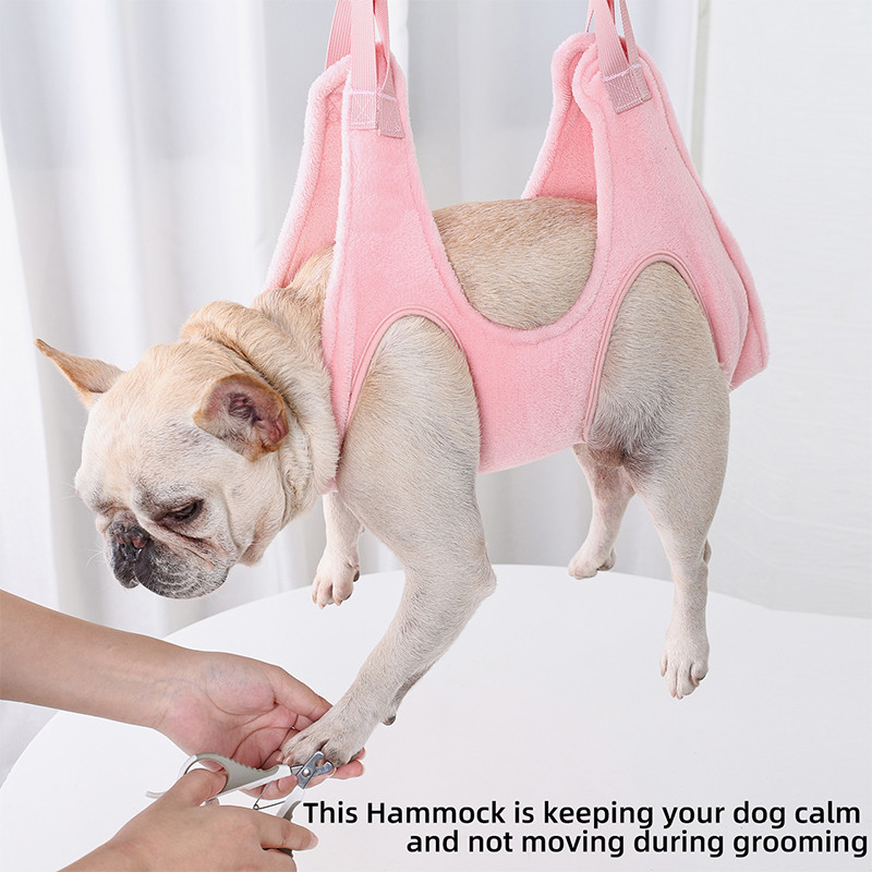 Soft Double Sided Flannel Pet Grooming Apron Comfortable Unconstrained Dog Hammock