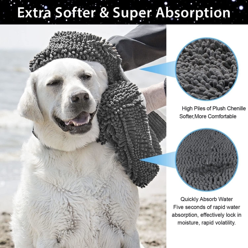 Cleaning Grooming Pet Microfiber Towel Big Hand Fast Absorb Pocket Drying Super Absorbent