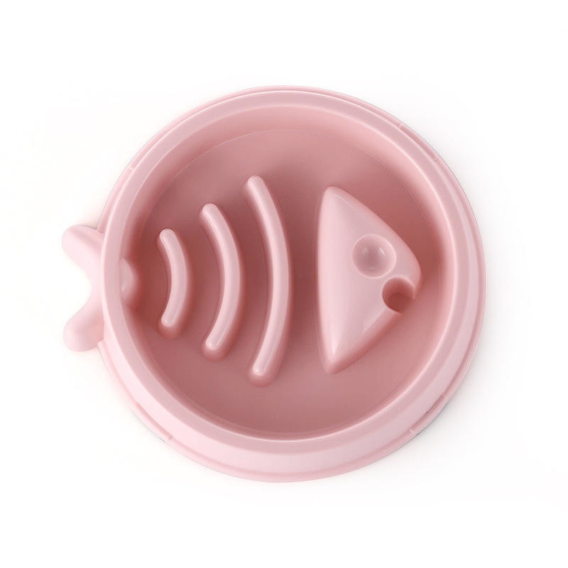 Anti Slip Design Plastic Pet Bowls With Ridges Pink Feeders For Dog
