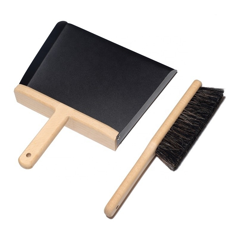 Holding a wooden handle environmentally-friendly table cleaning dustpan and broom set