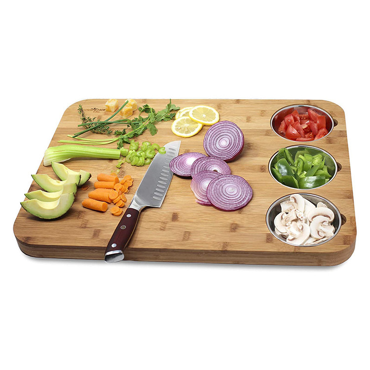 Kitchen 22.4*16.2*1.5 Inches Bamboo Butcher Block With Juice Groove For Vegetables