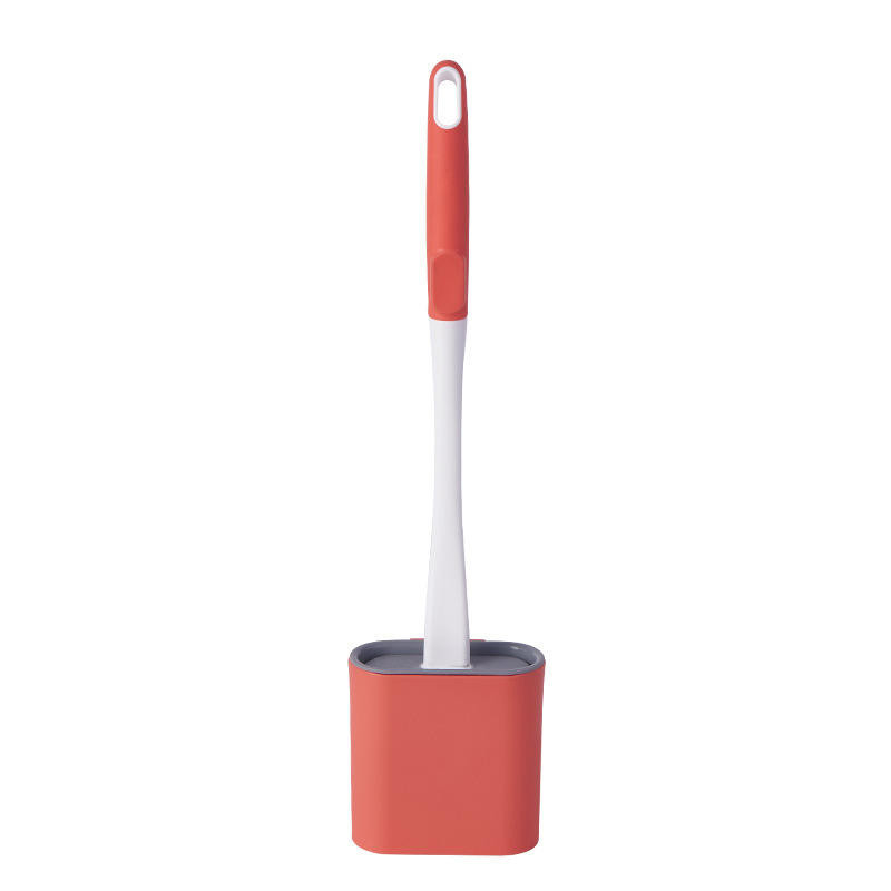 Wholesale Long Handle Soft Rubber Logo Acceptable TPR Toilet Brush Wall Mounted Silicone Toilet Cleaning Brush