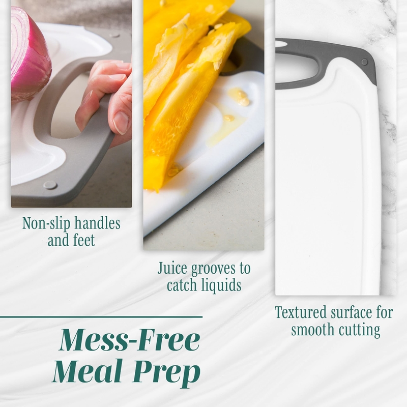Bpa Free Cutting Board Set Plastic Durable Non Slip Reversible Sort
