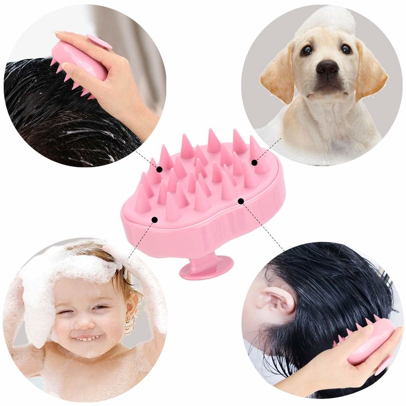 Plastic Pet Cleaning Slicker Brush Shampoo Scalp Head Shower Massager