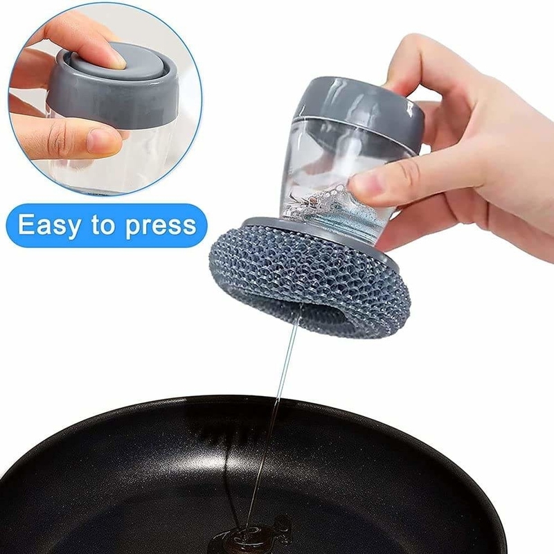 Hot sell Kitchen Soap Dispensing Palm Dish Brush with Dispenser PET and Wire Ball