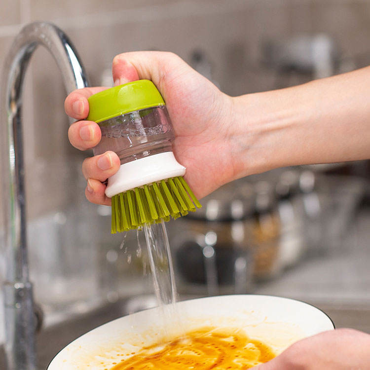 Amazon Hot Sale Kitchen Cleaning Palm Brush Kitchen Washing Pot Dish Washing Adding Automatic Liquid Pot Soap Dispensing