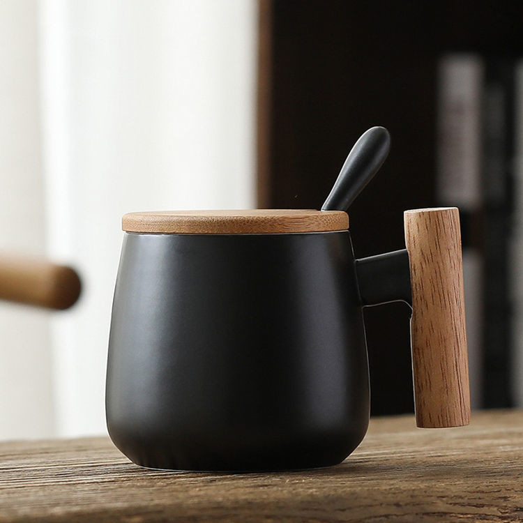 Custom Nordic Insulated Coffee Mug Ceramic Matte White Black 13oz