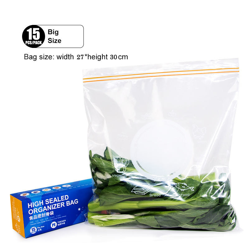 Reusable 90 Microns Produce Bags Keep Fresh Plastic With Double Zipper