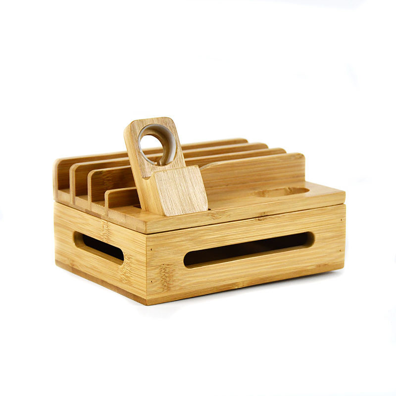 Bamboo Wooden Charging Station Stand Customized