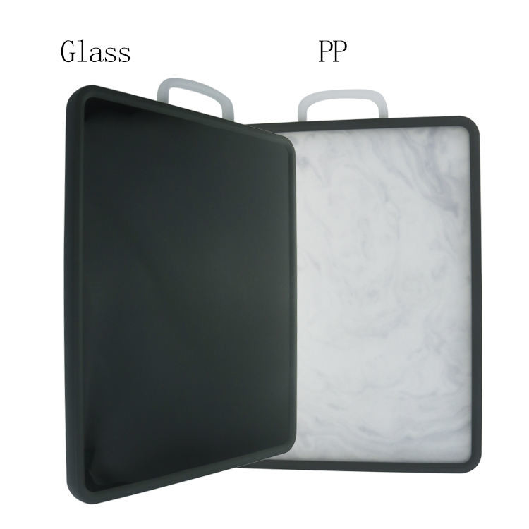Kingwell Multi-function double side glass chopping board glass cutting board plastic