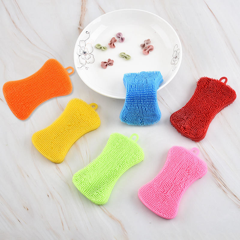 Grade Reusable Heat Resistant Silicone Dish Scrubber Anti Bacterial Multifunctional Soft