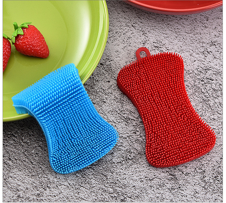 Grade Reusable Heat Resistant Silicone Dish Scrubber Anti Bacterial Multifunctional Soft