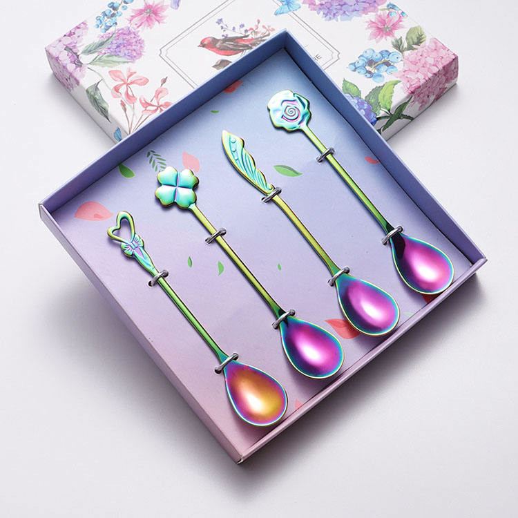 12cm Metal Coffee Spoon , Pansy Metal Tea Spoon