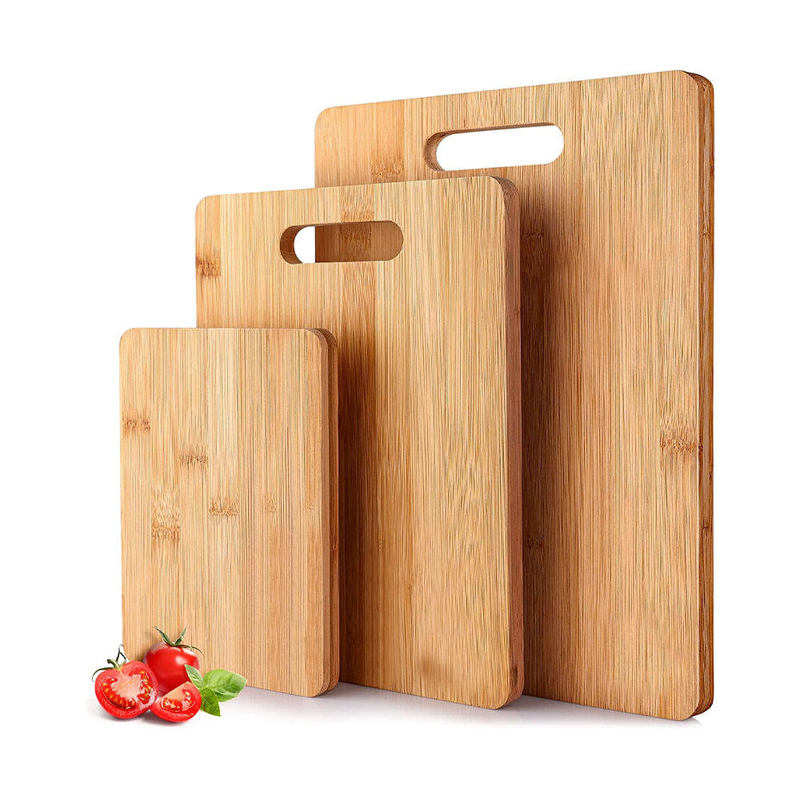 Kingwell 3 piece multifunctional chopping board set with built in handle bamboo cutting board set