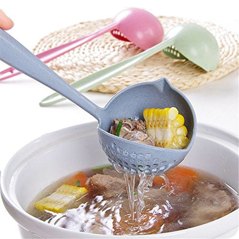 2 In 1 Long Handle Soup Spoon Sustainable Plastic
