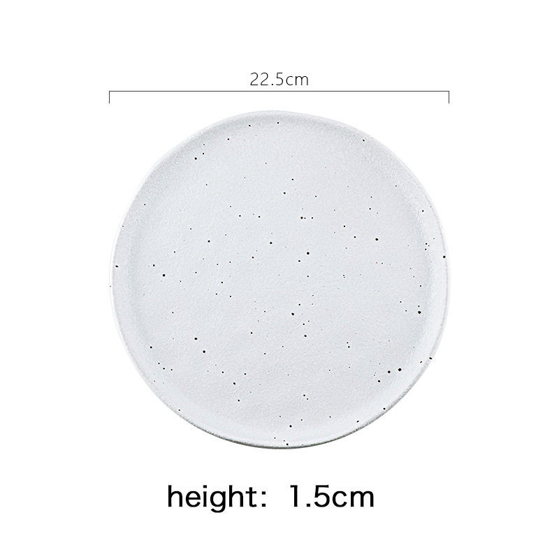 Creative Japanese Style Marble Dinner Plates Round White Ink Point Grey