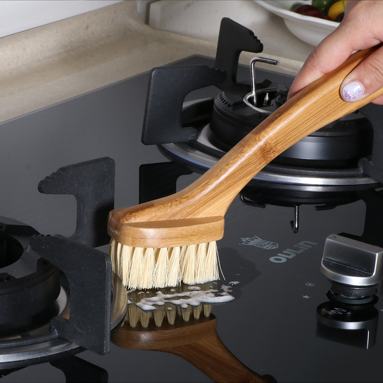 All Natural Pan Dish Stocked Bamboo Kitchen Brush Set Wood