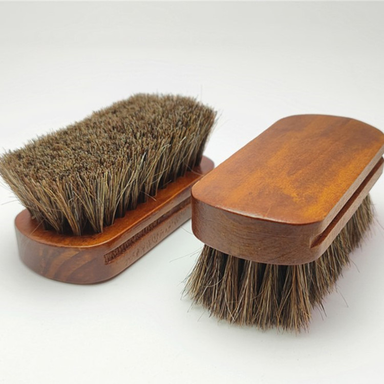 Custom Logo Shoe Cleaning Brush Wooden Handle Leather Care