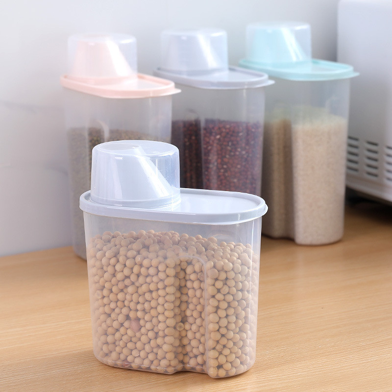 Beans Cereals 1 Kg Airtight Rice Container Box Kitchen Plastic For Food