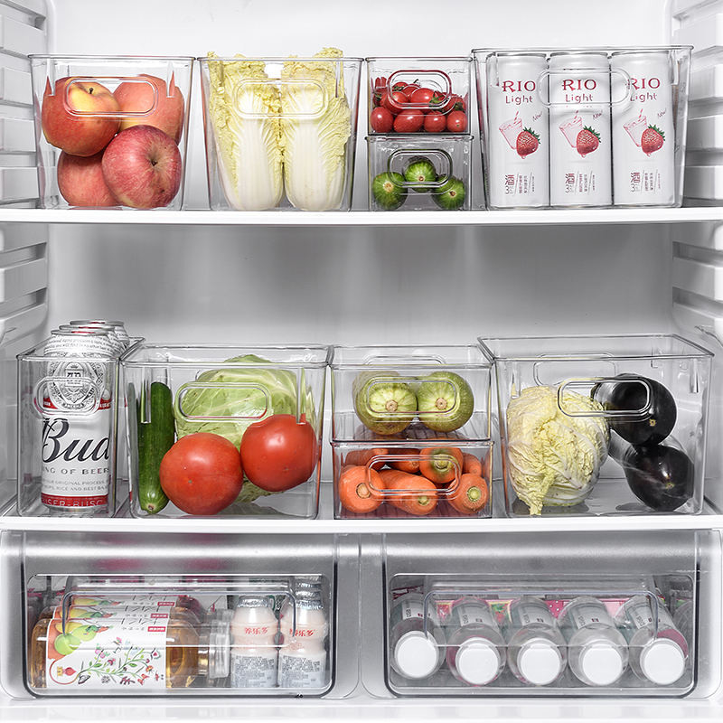 Clear Refrigerator Organizer Bins Slim Plastic Stackable