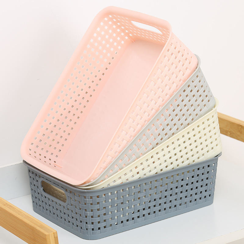 Impact Resistant Sustainable Woven Plastic Storage Basket For Bathroom Kitchen