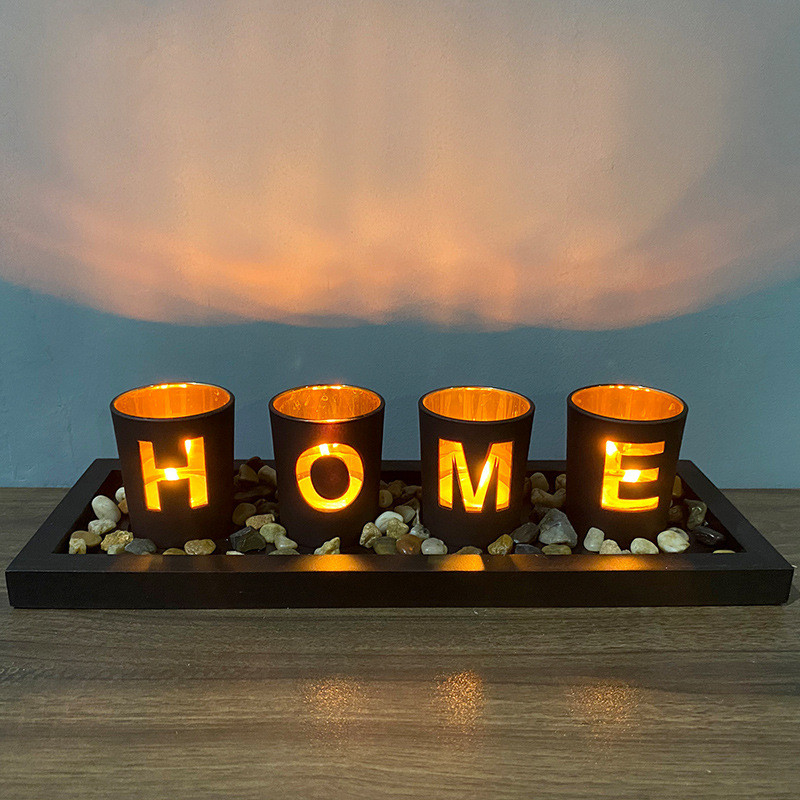 Wooden Letter Home Decorative Ornaments Candle Holder Candlestick OEM ODM